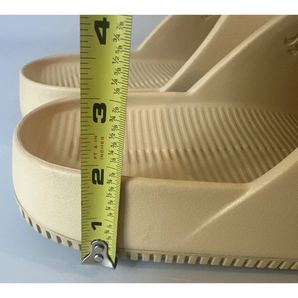 Nike Size M13/W14 Calm Slide Slip-On Sandals Sesame Logo Rubber Upper